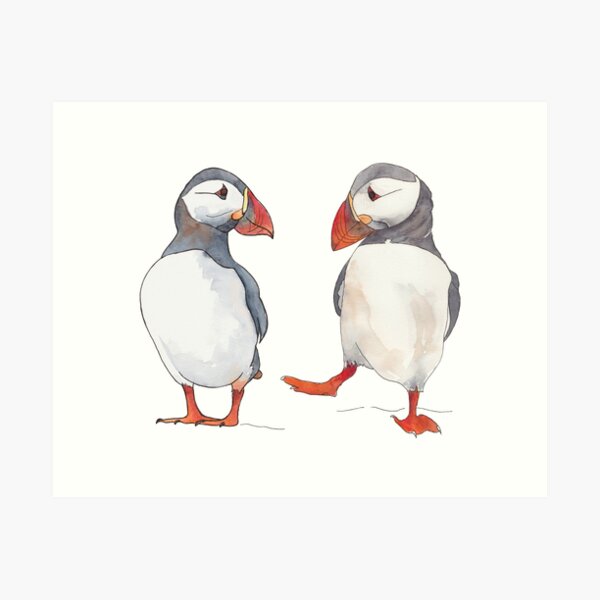 Item preview, Puffin friends dancing - illustration designed and sold by kittyvdheuvel.