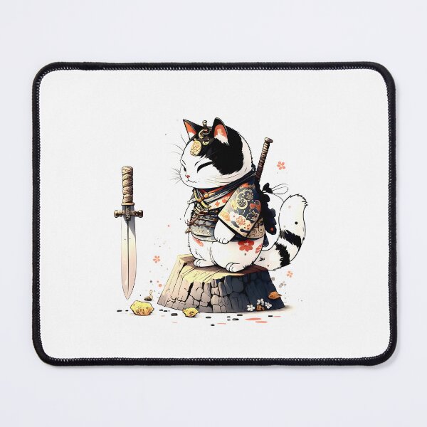 Item preview, Cute maneki neko cat samurai designed and sold by Christolamber.