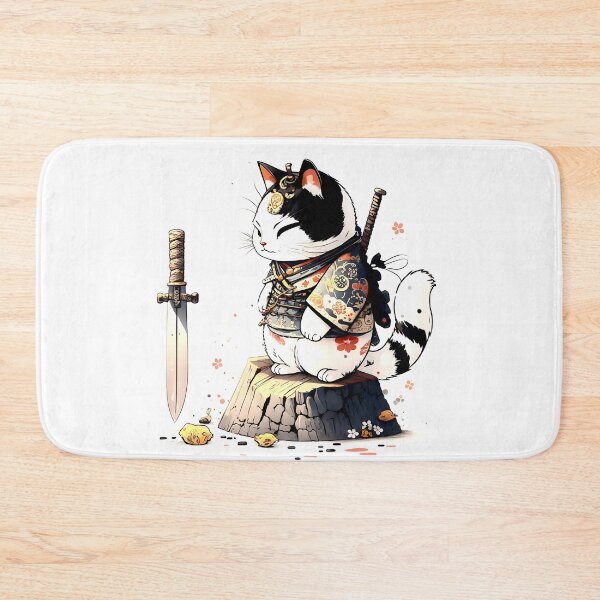 Item preview, Cute maneki neko cat samurai designed and sold by Christolamber.
