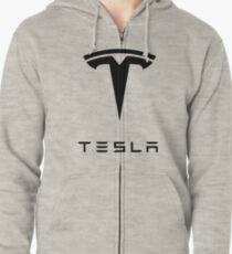 tesla logo Zipped Hoodie