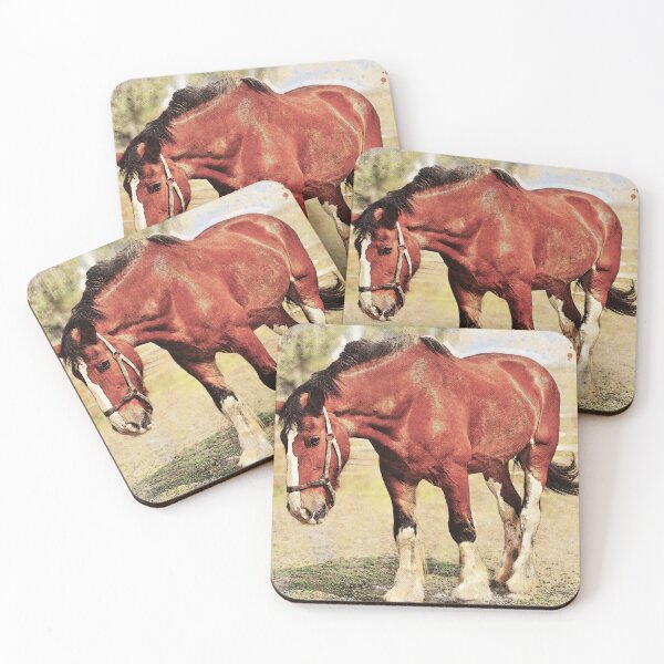 Item preview, Brown shire horse outside – digital painting with vintage look designed and sold by NickoPrints.