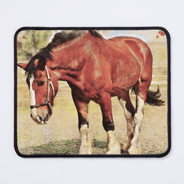 Item preview, Brown shire horse outside – digital painting with vintage look designed and sold by NickoPrints.