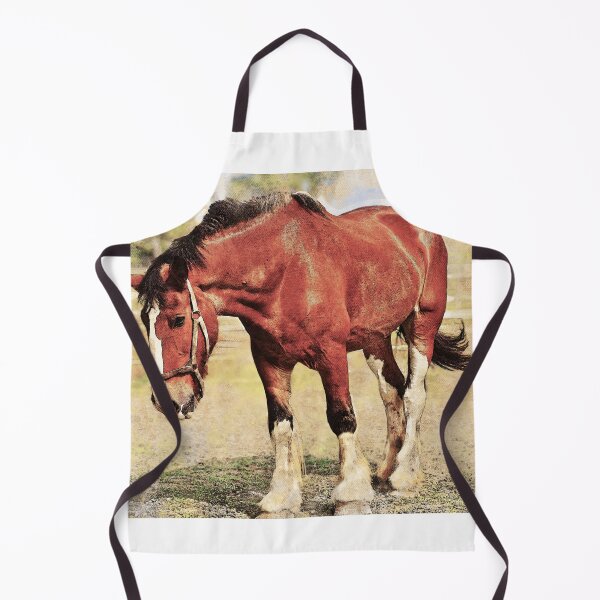 Item preview, Brown shire horse outside – digital painting with vintage look designed and sold by NickoPrints.