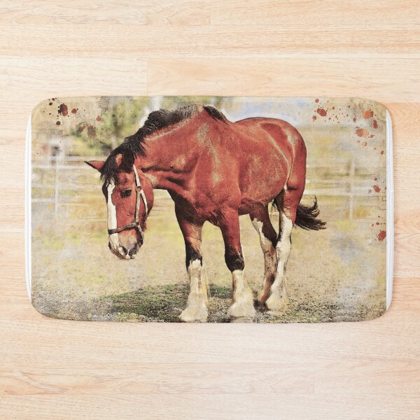 Item preview, Brown shire horse outside – digital painting with vintage look designed and sold by NickoPrints.