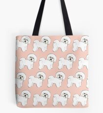 Bichons on Peach Tote Bag