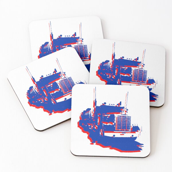 Item preview, Freightliner classic 1980s big rig truck monoblock red, white and blue designed and sold by soitwouldseem.