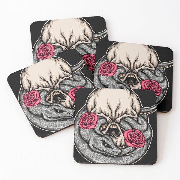 Item preview, Snake skull with roses illustration designed and sold by WODEXZ.
