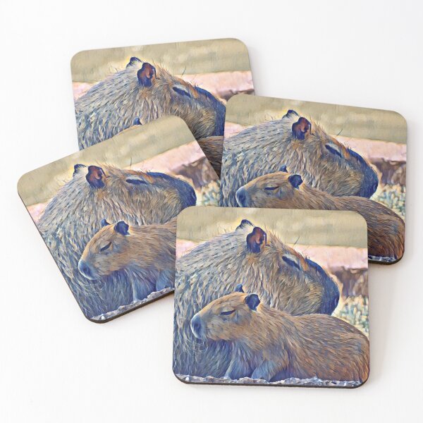 Item preview, Capybara and pup designed and sold by Sharon the Zoo Lady Photography .