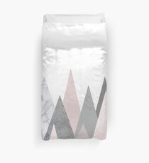 blush marble gray geometric mountains Duvet Cover