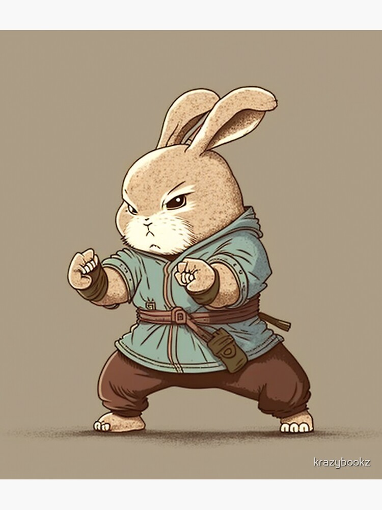 Cute Kung Fu Rabbit Bunny Drawing for T-shirts and other stuff | Sticker