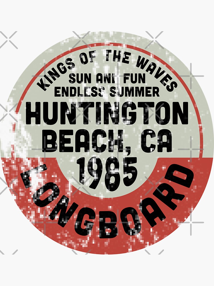 Aperçu 3 sur 3. Sticker avec l'œuvre Plage de Huntington vintage créée et vendue par TonySpencer.