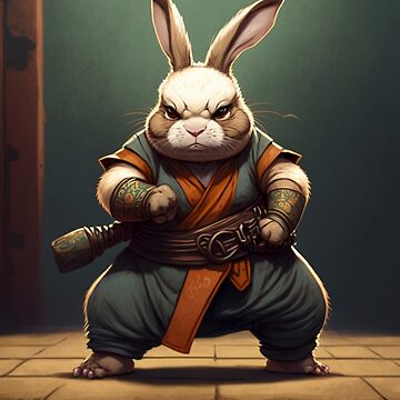 Shaolin Ninja Master Rabbit Bunny Drawing Art for everything