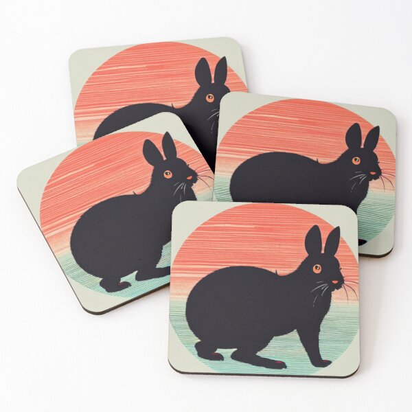 Item preview, Cute Black Otter Netherland Dwarf Rabbit Retro Sunset  designed and sold by wigobun.