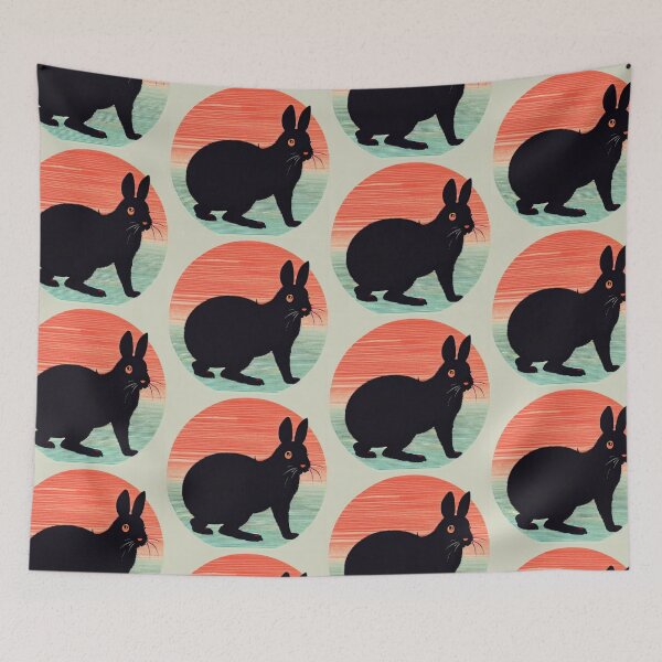 Item preview, Cute Black Otter Netherland Dwarf Rabbit Retro Sunset  designed and sold by wigobun.