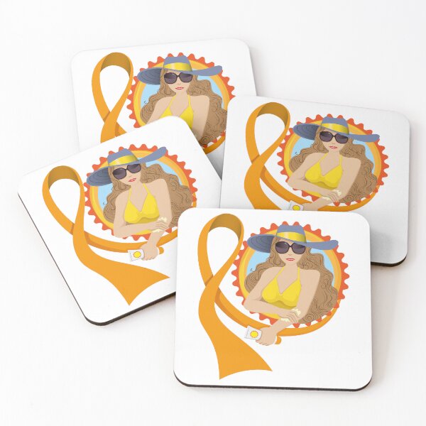 Item preview, Woman applying sunscreen to prevent skin cancer. orange december awareness designed and sold by LucianoCosmo.