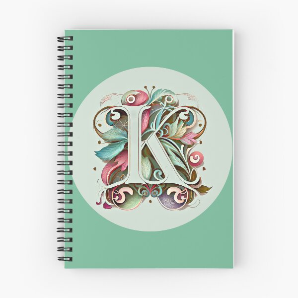 Item preview, Art Font Letter K: Art Nouveau Style, Unique and Colorful, Green Gray Background designed and sold by factory88.