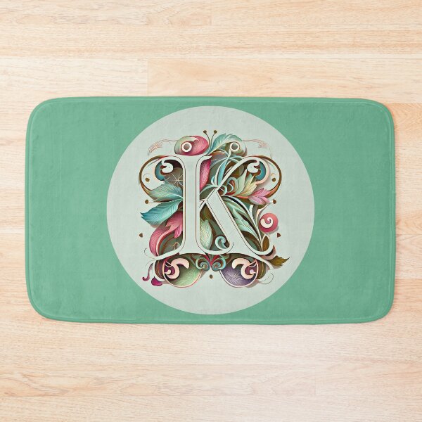 Item preview, Art Font Letter K: Art Nouveau Style, Unique and Colorful, Green Gray Background designed and sold by factory88.
