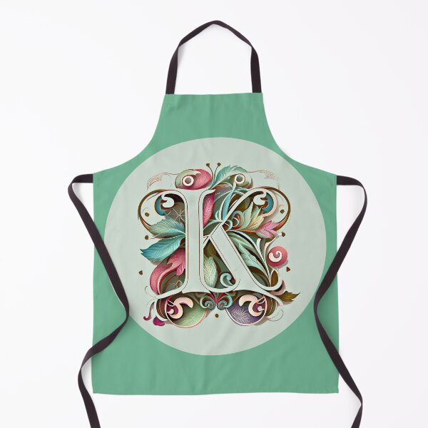 Item preview, Art Font Letter K: Art Nouveau Style, Unique and Colorful, Green Gray Background designed and sold by factory88.