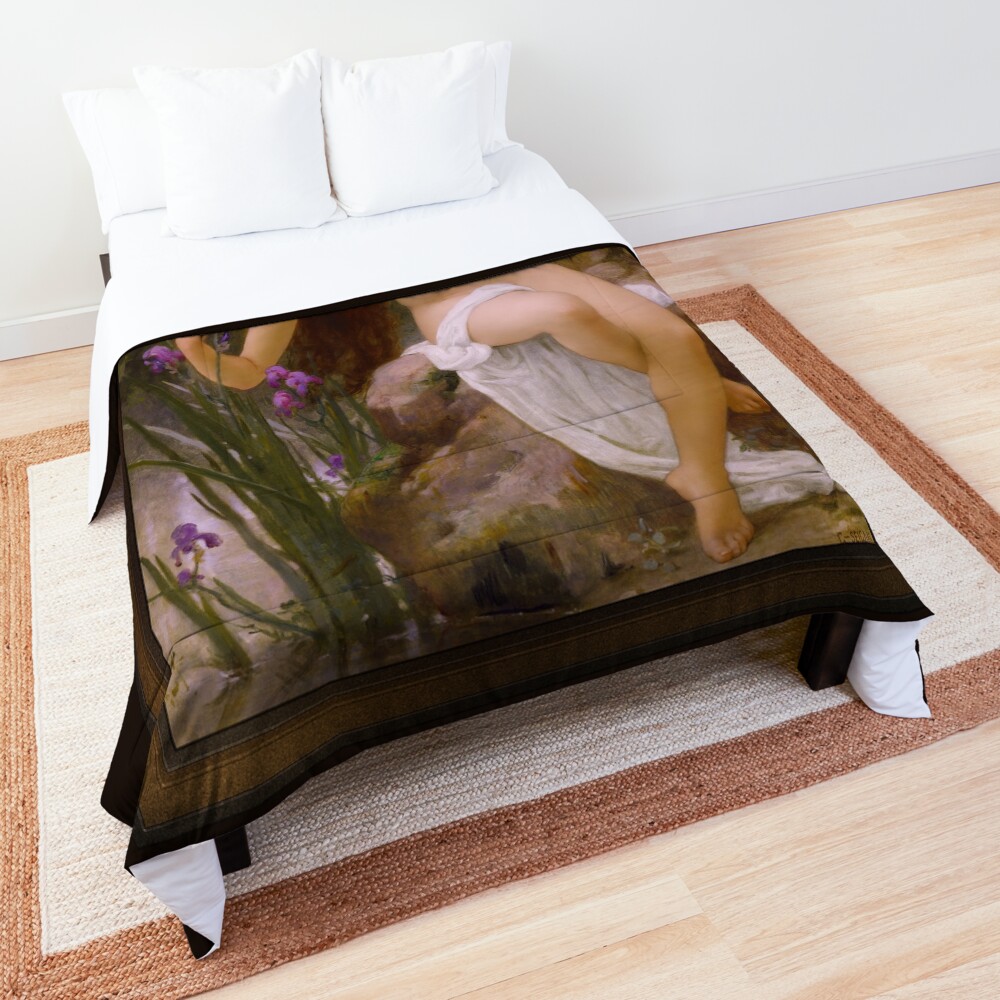 The Fragrant Iris by Guillaume Seignac - Beauty Among The Flowers 2 The Fragrant Iris by Guillaume Seignac Remastered Xzendor7 Classical Art Old Masters Reproductions Comforter