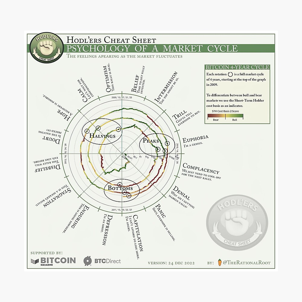 Wallstreet lovers | Psychology of Market Cycle | Hodlers cheat sheet |  Trading patterns | bitcoin Greeting Card