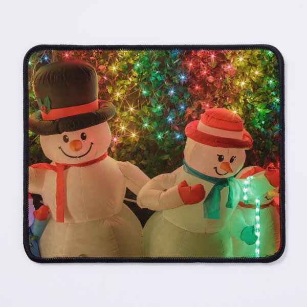 Item preview, Snowman Family decorating front yard at night designed and sold by yhelfman.