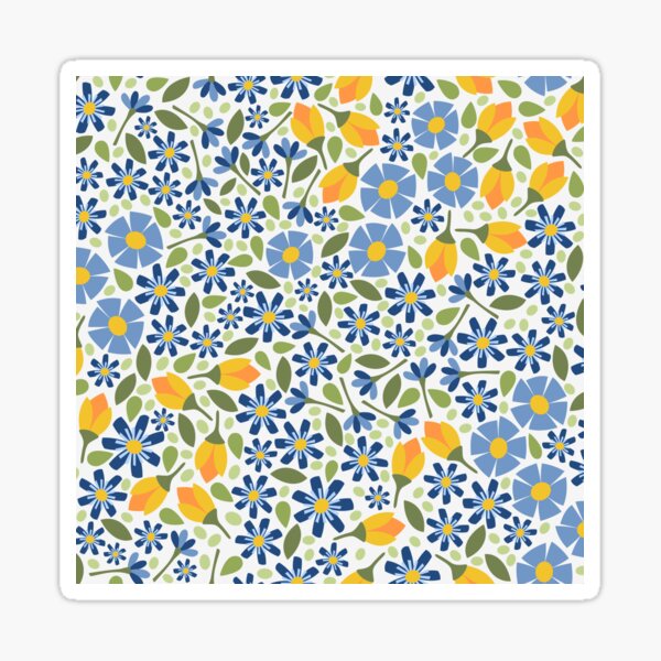 Wild Flower Meadow - blue and yellow Sticker
