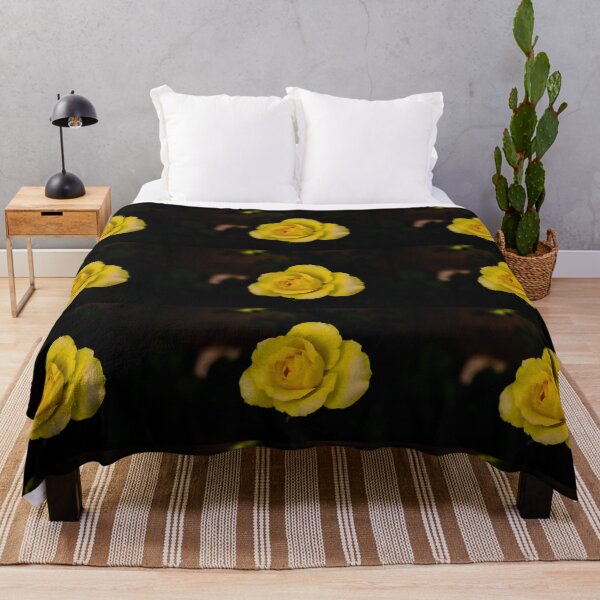 Item preview, single yellow rose blossom on black background designed and sold by kall3bu.