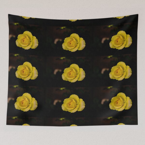 Item preview, single yellow rose blossom on black background designed and sold by kall3bu.
