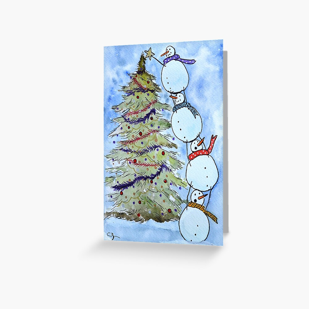 Carte de vœux « Bonhommes de neige»