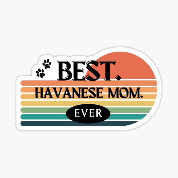 Best Havanese Mom Ever! Fun, Vintage, Rainbow Design for Proud Dog Mom Sticker