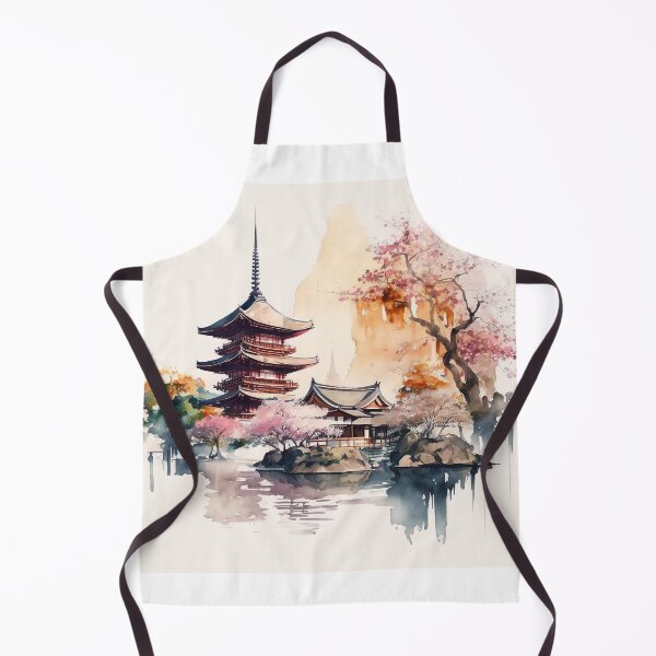 Item preview, Watercolor Autumn Temple japan designed and sold by Makoto-Styl.