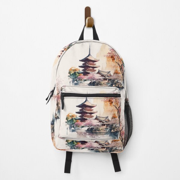 Item preview, Watercolor Autumn Temple japan designed and sold by Makoto-Styl.
