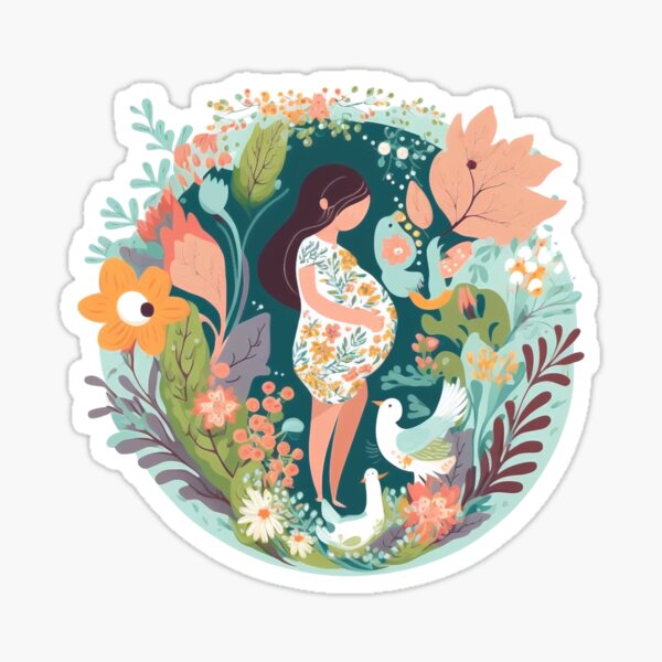 Item preview, Pregnant mom in spring surrounded by flowers designed and sold by BaconJesus.