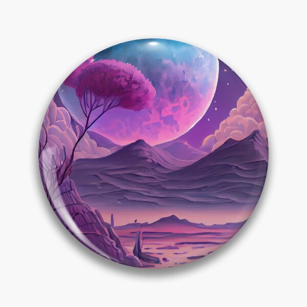 Item preview, Watercolor Pink and Aqua Alien Planetscape Landscape Sci Fi designed and sold by IntoTheCosmos.