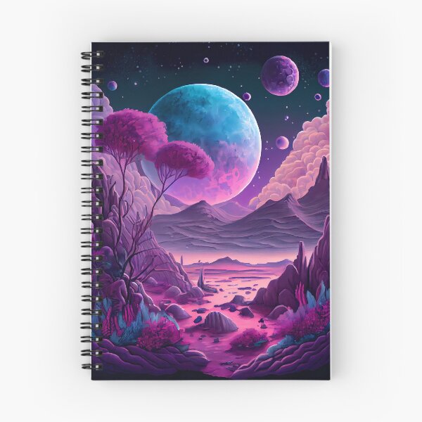 Item preview, Watercolor Pink and Aqua Alien Planetscape Landscape Sci Fi designed and sold by IntoTheCosmos.