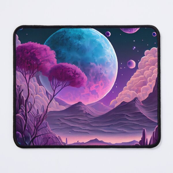Item preview, Watercolor Pink and Aqua Alien Planetscape Landscape Sci Fi designed and sold by IntoTheCosmos.