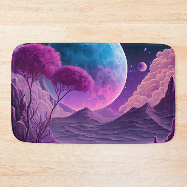 Item preview, Watercolor Pink and Aqua Alien Planetscape Landscape Sci Fi designed and sold by IntoTheCosmos.