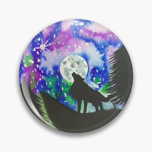 Item preview, Starry night sky, full moon and howling wolf  designed and sold by altairaleon.