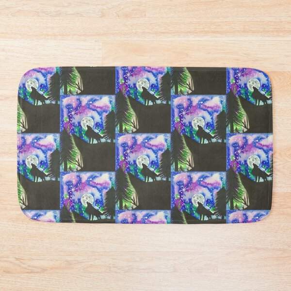 Item preview, Starry night sky, full moon and howling wolf  designed and sold by altairaleon.