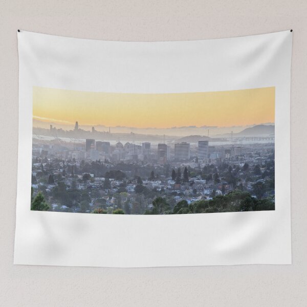 Item preview, Sunset over Oakland and San Francisco Hazy Skylines designed and sold by yhelfman.