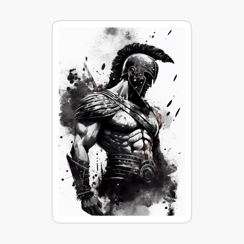 Black and grey Spartan tattoo, inspired by 300.