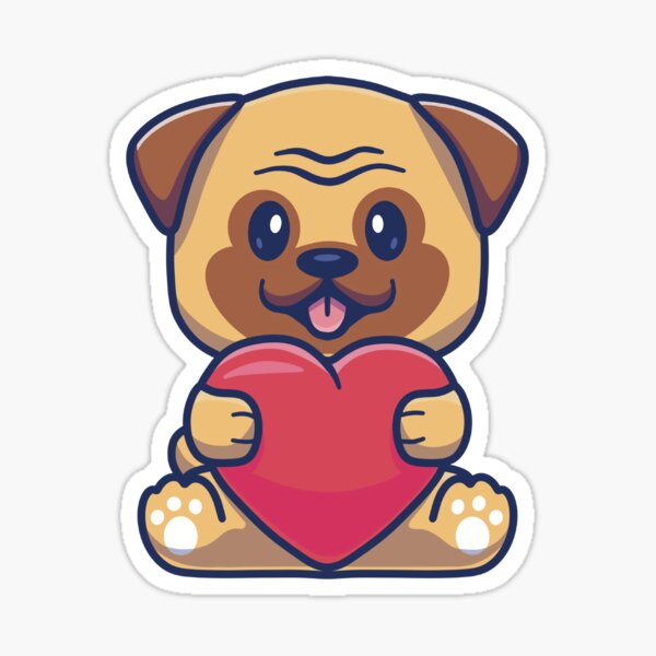 "Cute Dog With Heart" Sticker for Sale by xKuchisabishi Redbubble