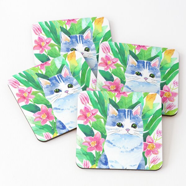 Item preview, cat with flowers designed and sold by sweetanndspooky.
