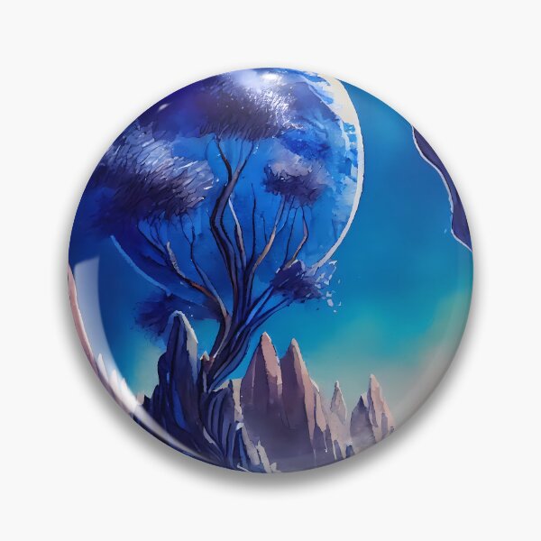 Item preview, Watercolor Blue Toned Alien Desert Planetscape Landscape Sci Fi designed and sold by IntoTheCosmos.