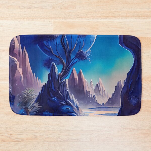 Item preview, Watercolor Blue Toned Alien Desert Planetscape Landscape Sci Fi designed and sold by IntoTheCosmos.