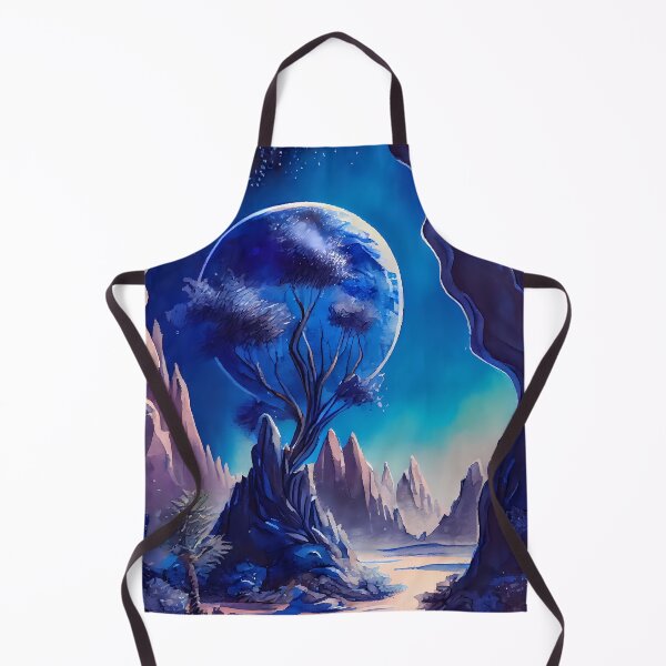 Item preview, Watercolor Blue Toned Alien Desert Planetscape Landscape Sci Fi designed and sold by IntoTheCosmos.