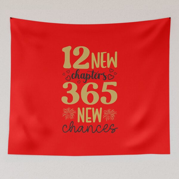 Item preview, 12 New Chapters 365 New Chances - New Year's Quote On Red Background designed and sold by Textography1.