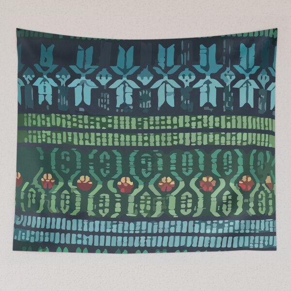 Item preview, Green rebozo mexican embroidery native  pattern  designed and sold by T-Mex.