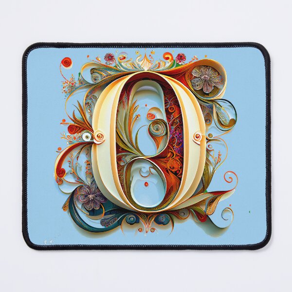 Item preview, Art Font Letter O: Art Nouveau Style, Unique and Colorful, Light Blue Background designed and sold by factory88.