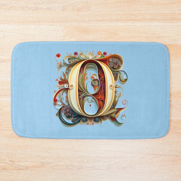 Item preview, Art Font Letter O: Art Nouveau Style, Unique and Colorful, Light Blue Background designed and sold by factory88.